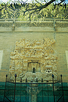 中国山西五台山龙泉寺汉白玉影壁雕刻
