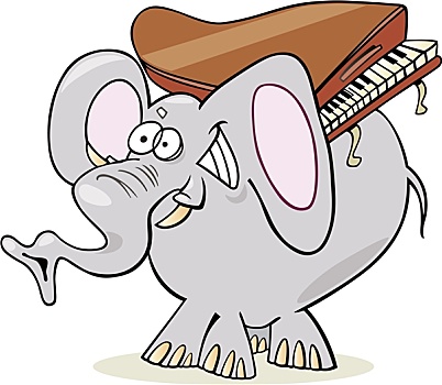 大象,钢琴