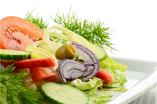 构图,蔬菜沙拉,橄榄