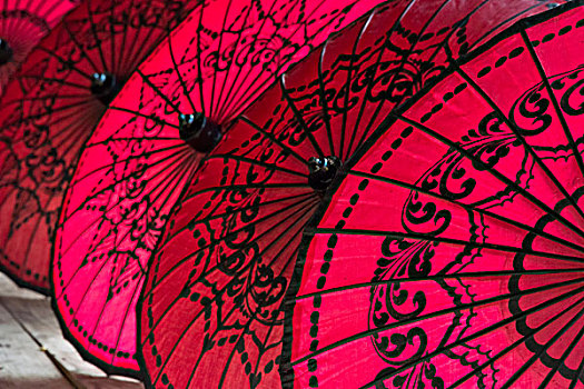 红色,伞,茵莱湖,掸邦,缅甸,大幅,尺寸