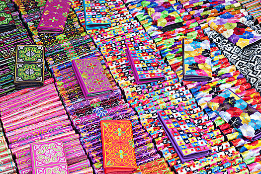 老挝,琅勃拉邦,种族,工艺,夜市,展示,丝绸,包