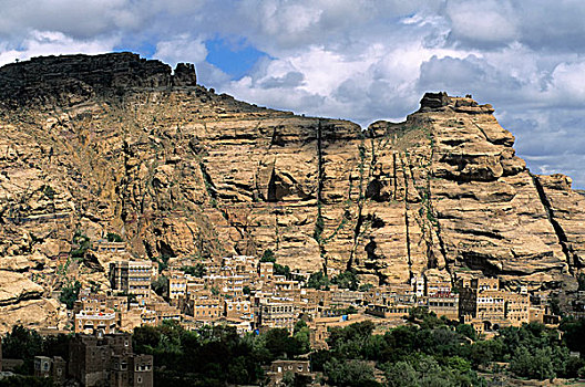 也门,靠近,山峦,旱谷,山谷,乡村