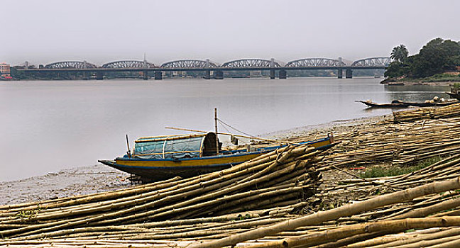 桥,河,加尔各答,西孟加拉,印度