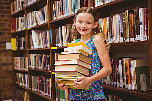 可爱,小女孩,书本,图书馆