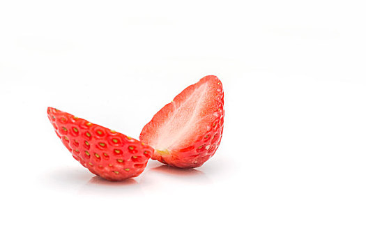 切开的,草莓,白色,背景