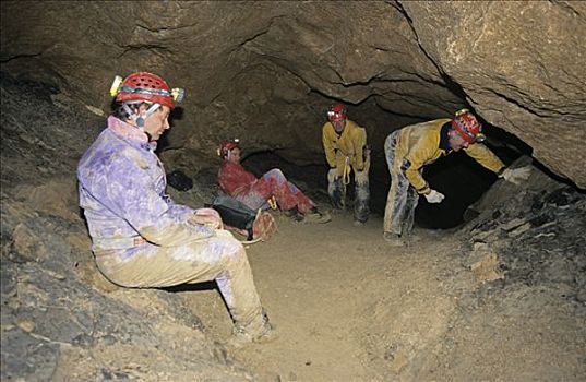 游客,休息,探险,山,上奥地利州,奥地利