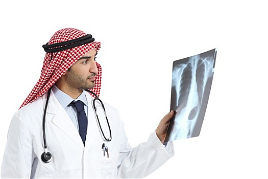 阿拉伯,酋长国,医生,男人,看,x光片,诊断