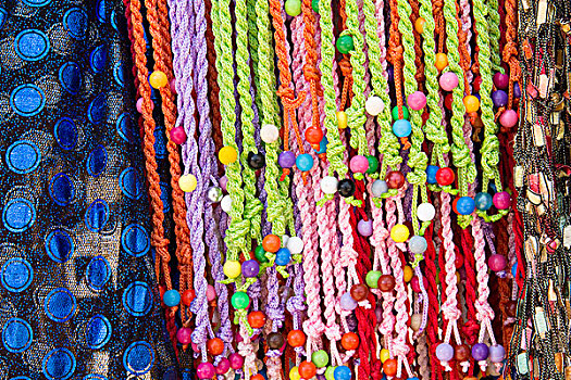 土耳其,彩色,手镯,项链,细绳,珠子