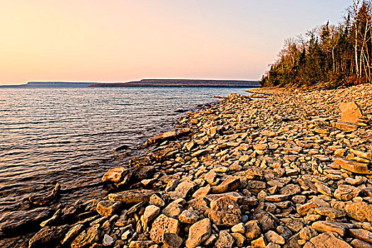 鹅卵石,海滩,尼亚加拉,悬崖,背景,乔治亚湾,靠近,希望,湾,安大略省,加拿大