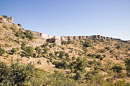 仰视,堡垒,乌代浦尔,拉贾斯坦邦,印度