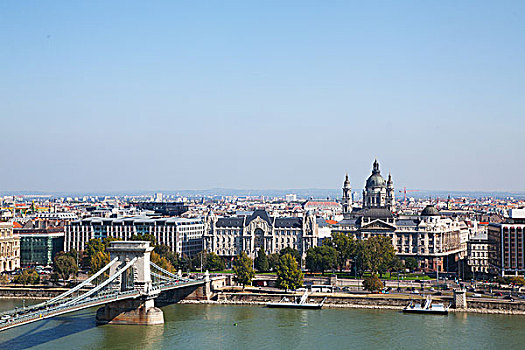 俯视,布达佩斯,链索桥