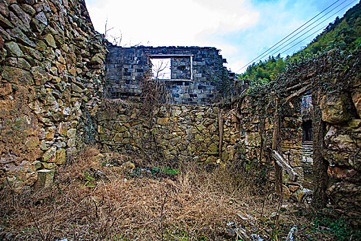 胜坑村,石屋,山村,民宿,小溪