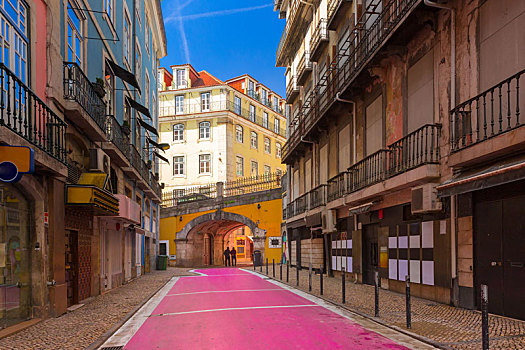 著名,粉色,街道,里斯本,葡萄牙