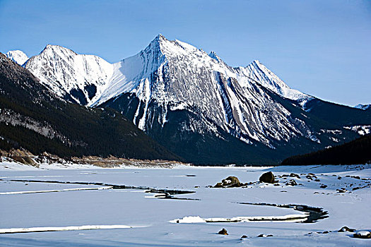 药湖,山脉,碧玉国家公园,艾伯塔省,加拿大