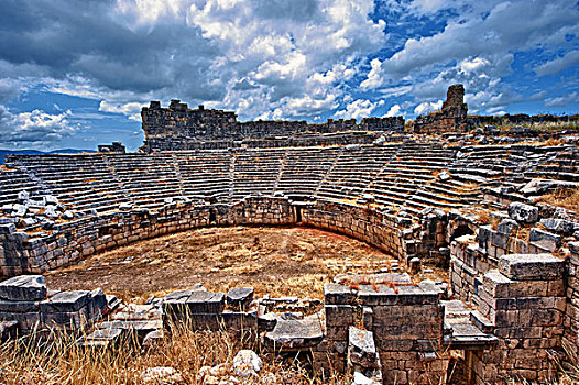 圆形剧场,古老,世界遗产,安塔利亚,省,土耳其,亚洲