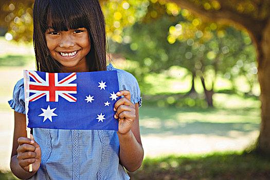 可爱,小女孩,澳大利亚国旗