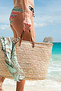 女人,海滨游泳手提袋,石榴汁糖浆,岛屿