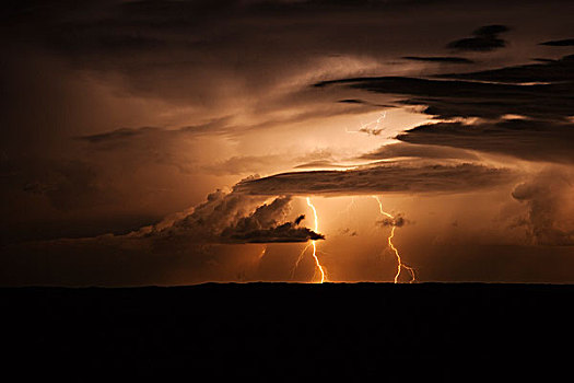 闪电,夏天,风暴,卡拉哈里沙漠,北开普,南非