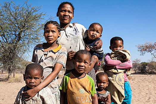 丛林原住民,孩子,人,卡拉哈里沙漠,博茨瓦纳,非洲
