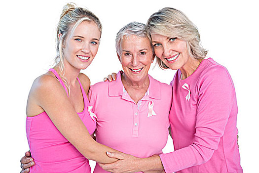 搂抱,女人,穿,粉色,上衣,带,乳腺癌