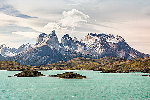 青绿色,湖,托雷德裴恩国家公园,智利