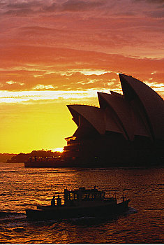 悉尼歌剧院,日落,悉尼,新南威尔士,澳大利亚