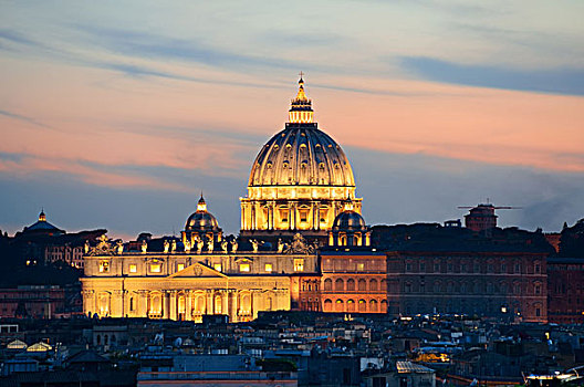 梵蒂冈城,大教堂,日落