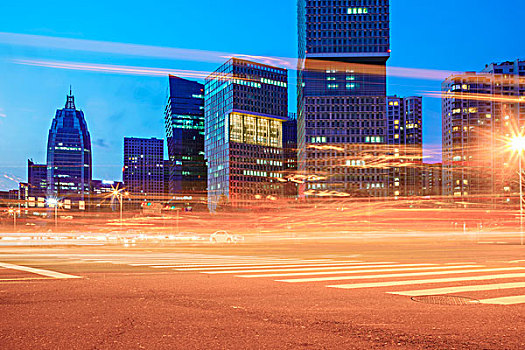 城市道路,建筑,夜景