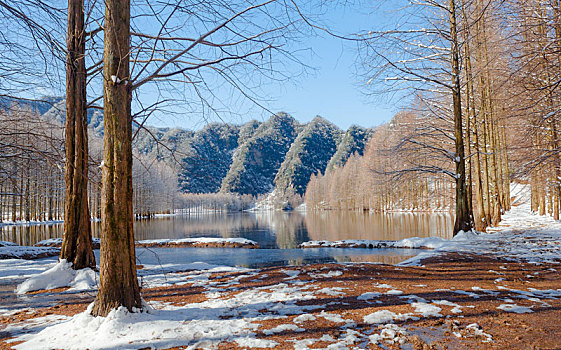 陕西汉中龙池雪景