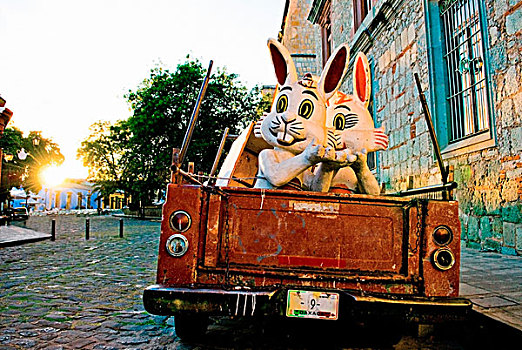 老爷车,庸俗,小雕像,兔子,街上,墨西哥