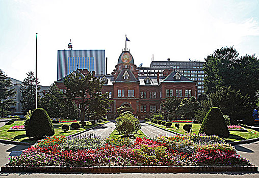 日本北海道札幌市中心的北海道旧道厅-一座1888年以美国麻塞诸塞州议会大厦为蓝本的新巴洛克式的建筑