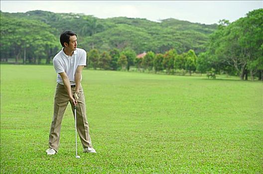 成熟,男人,玩,高爾夫