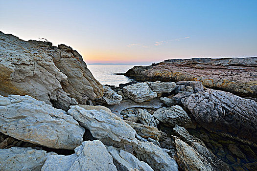岩石海岸,夏天,地中海,法国