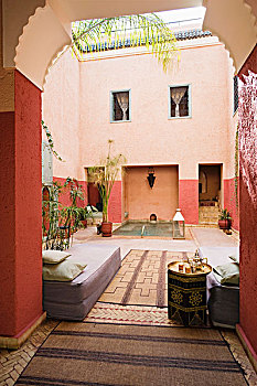 高,大门,摩洛哥风情,院落,白天,床,背景