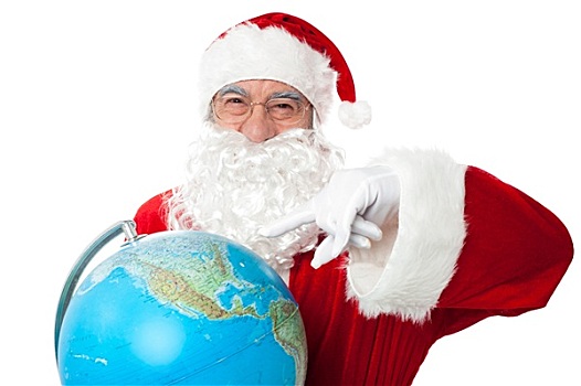 圣诞老人,指点,北极,地球仪