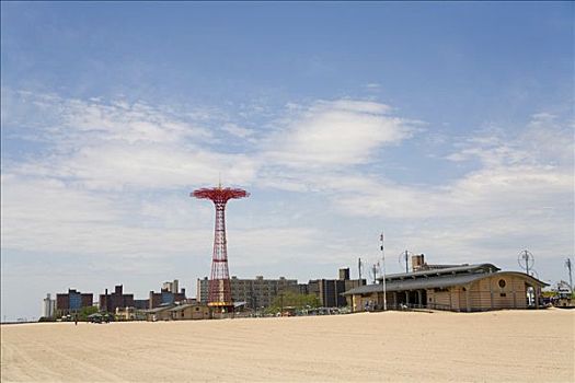 海滩,降落伞,跳跃,康尼岛,纽约,美国