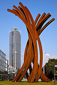 雕塑,拱形,正面,柱子,塔,艺术家,北莱茵威斯特伐利亚,德国,欧洲