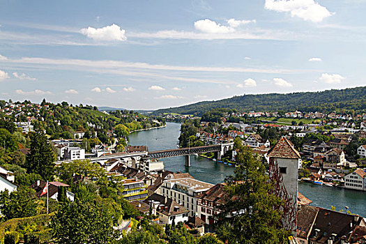远眺,莱茵河,城市,沙夫豪森,瑞士,欧洲