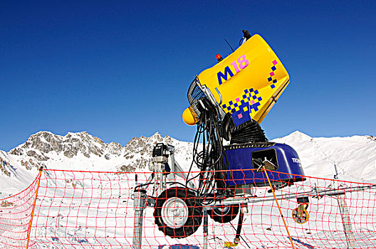 人工造雪机,滑雪,胜地,提洛尔,奥地利,欧洲