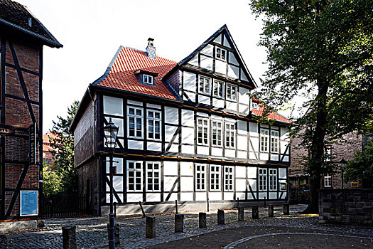 半木结构房屋,区域,老城,不伦瑞克,下萨克森,德国,欧洲