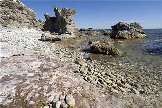 岩石构造,海洋,哥特兰岛,瑞典