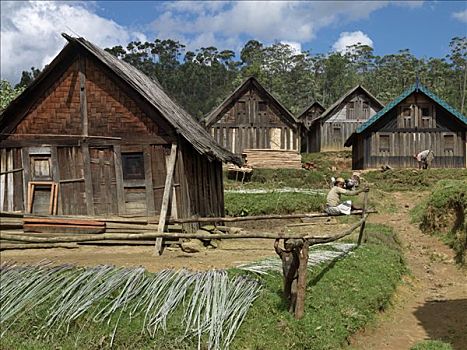 乡村,房子,木头,编织物,竹子,左边,著名,木工,雕刻