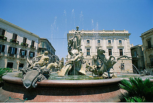 喷泉,锡拉库扎,西西里,意大利