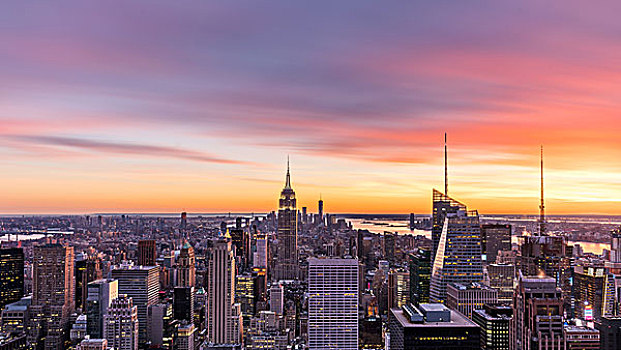 纽约曼哈顿黄昏城市风光
