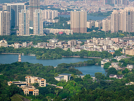 鸟瞰广东惠州市区城市建筑风光