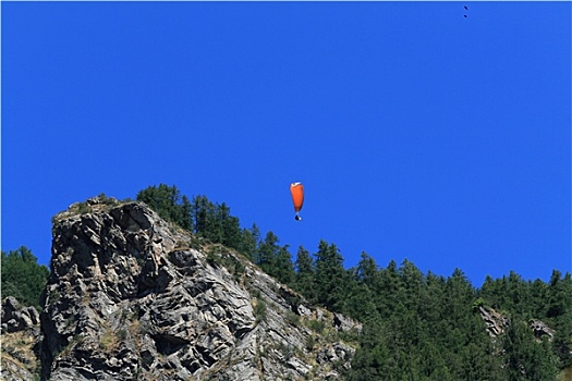 滑翔伞,橙色,飞行