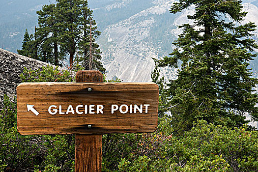 美国,加利福尼亚,优胜美地国家公园,冰河,指示,路标,大幅,尺寸