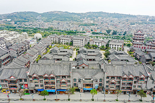 航拍福建福州平潭海坛古城