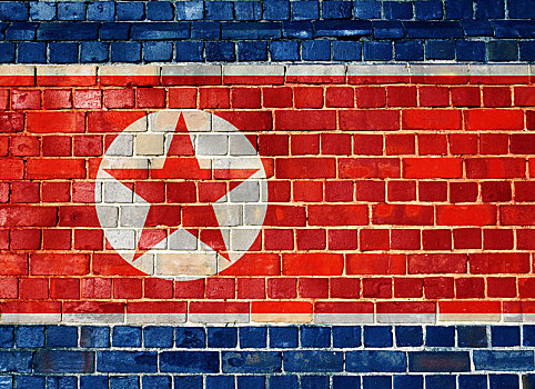 朝鲜国旗,砖墙