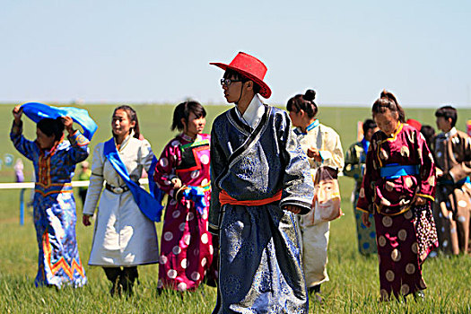 草原,蒙古族人,那达慕,服饰